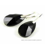 Bijou Gio Design™ Zilveren Oorbellen met Swarovski Elements Pear-Shaped "Jet"