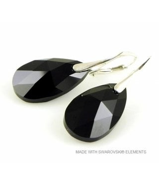 Bijou Gio Design™ Silver Earrings with Swarovski Elements Pear-Shaped "Jet"