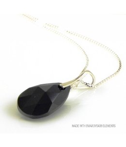 Bijou Gio Design™ Zilveren Ketting met Swarovski Elements Pear-Shaped "Jet"