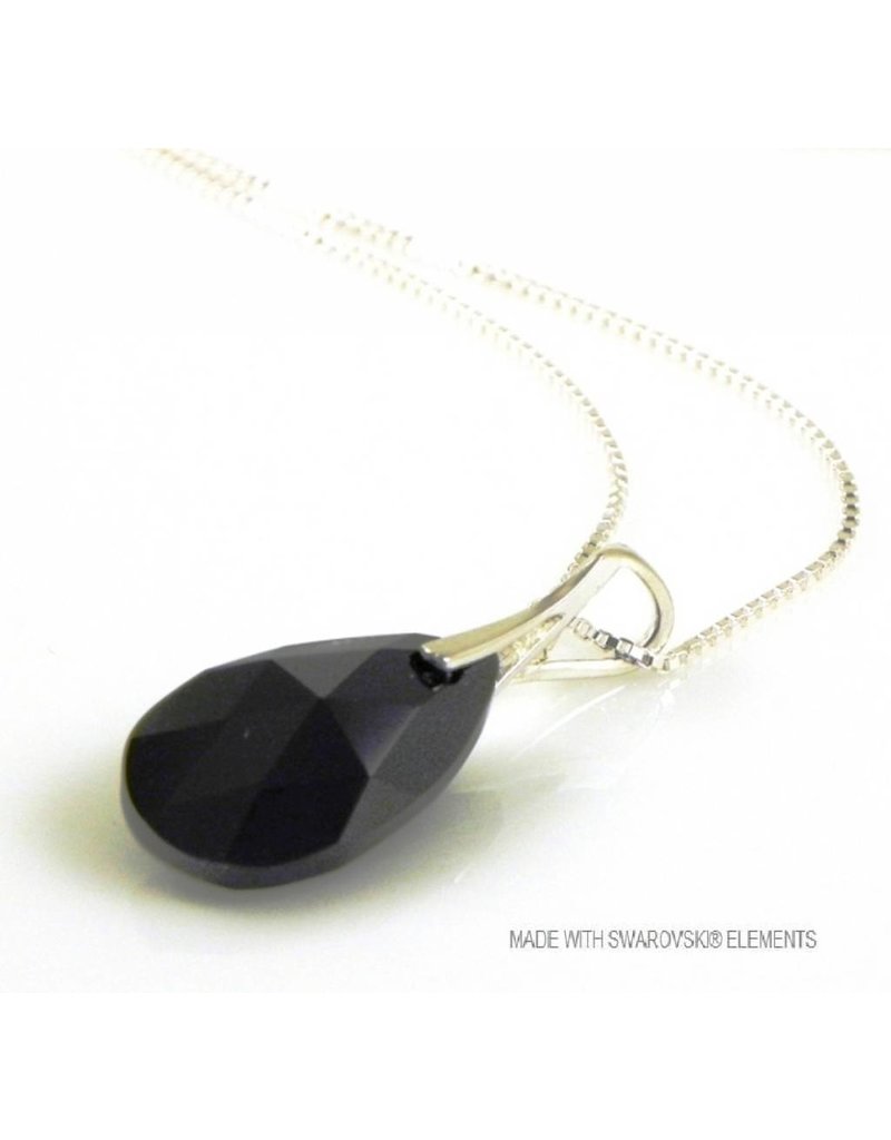 Bijou Gio Design™ Zilveren Ketting met Swarovski Elements Pear-Shaped "Jet"