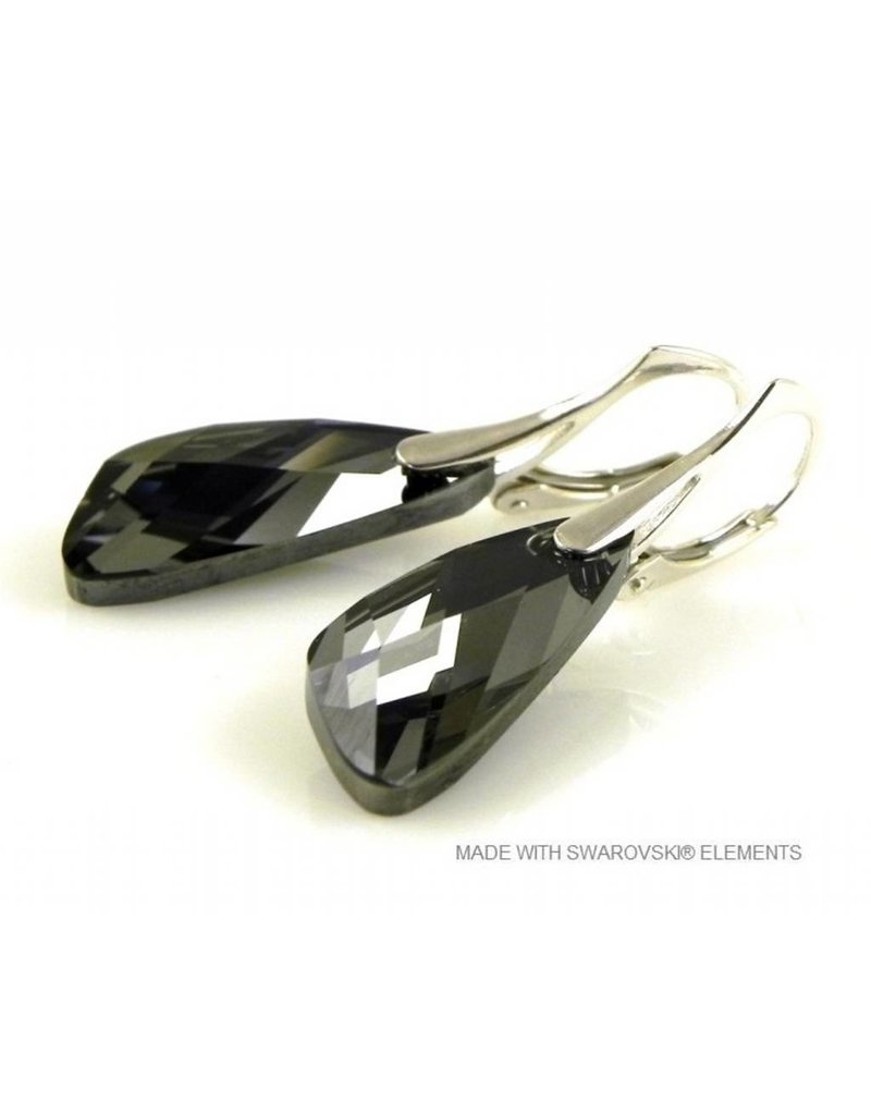 Bijou Gio Design™ Silver Earrings with Swarovski Elements Wing "Silver Night"