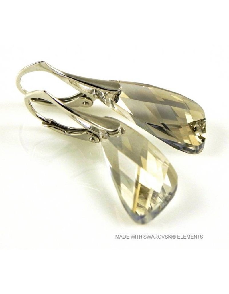 Bijou Gio Design™ Zilveren Oorbellen met Swarovski Elements Wing "Silver Shade"