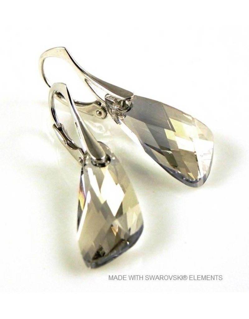 Bijou Gio Design™ Zilveren Oorbellen met Swarovski Elements Wing "Silver Shade"