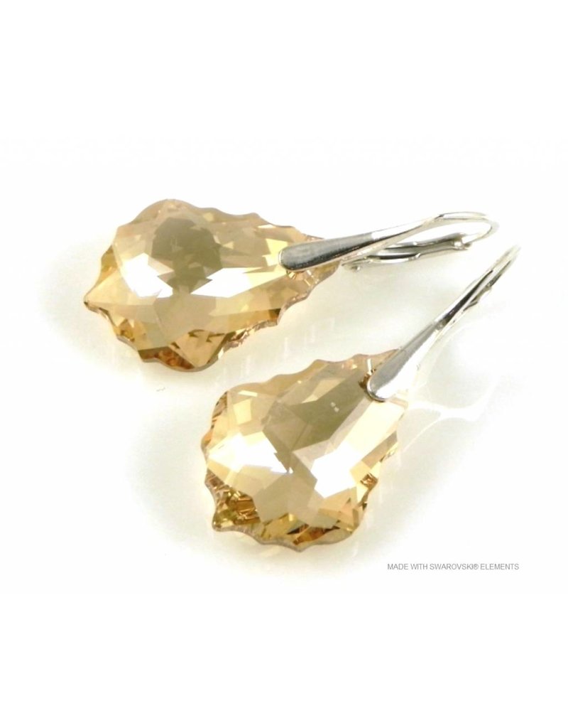 Bijou Gio Design™ Zilveren Oorbellen met Swarovski Elements Baroque "Golden Shadow"