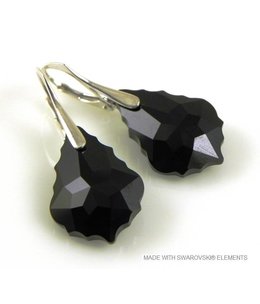 Bijou Gio Design™ Silver Earrings with Swarovski Elements Baroque "Jet"