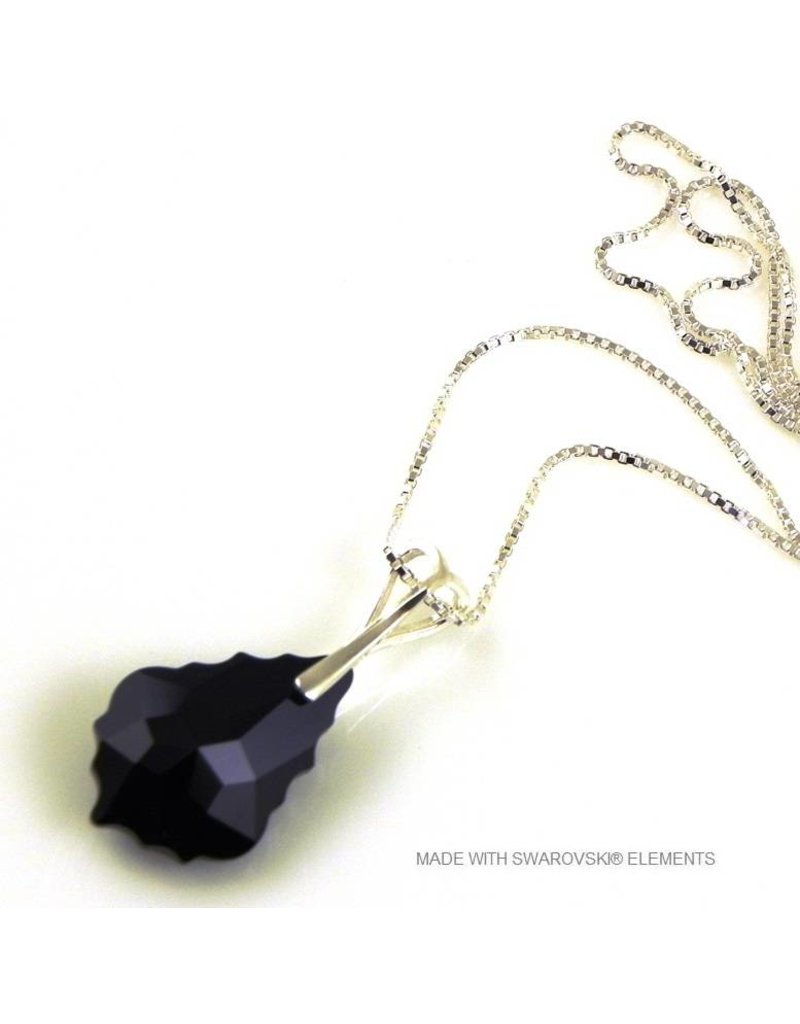 Bijou Gio Design™ Zilveren Ketting met Swarovski Elements Baroque "Jet"