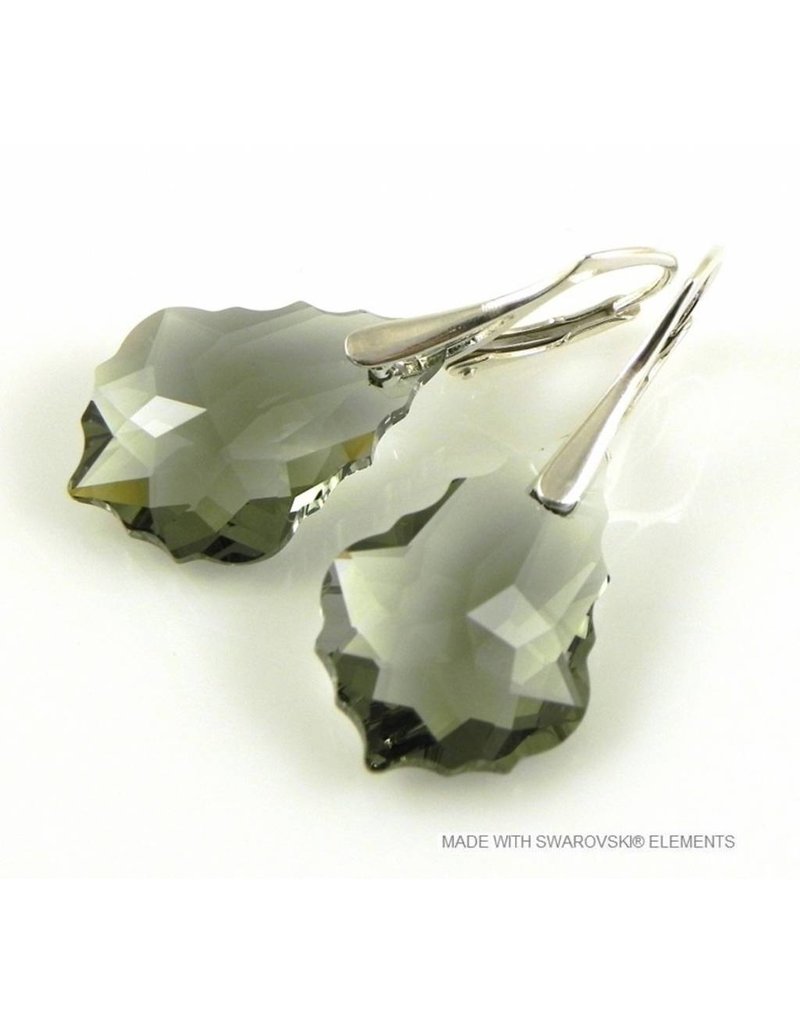 Bijou Gio Design™ Silver Earrings with Swarovski Elements Baroque "Black Diamond"
