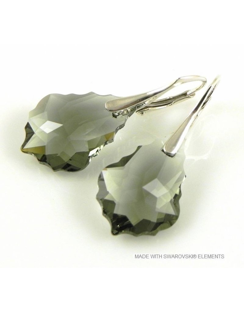 Bijou Gio Design™ Zilveren Oorbellen met Swarovski Elements Baroque "Black Diamond"