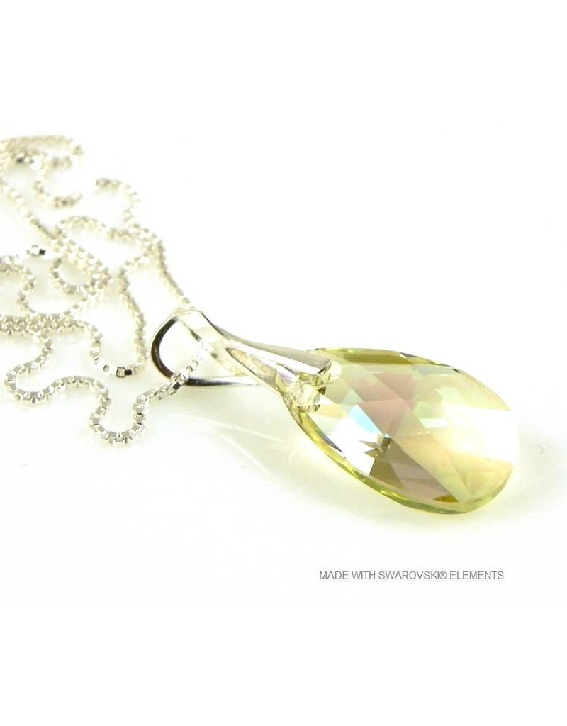 Bijou Gio Design™ Zilveren Ketting met Swarovski Elements Pear-Shaped "Luminous Green"