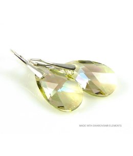 Bijou Gio Design™ Zilveren Oorringen met Swarovski Elements Pear-Shaped "Luminous Green"