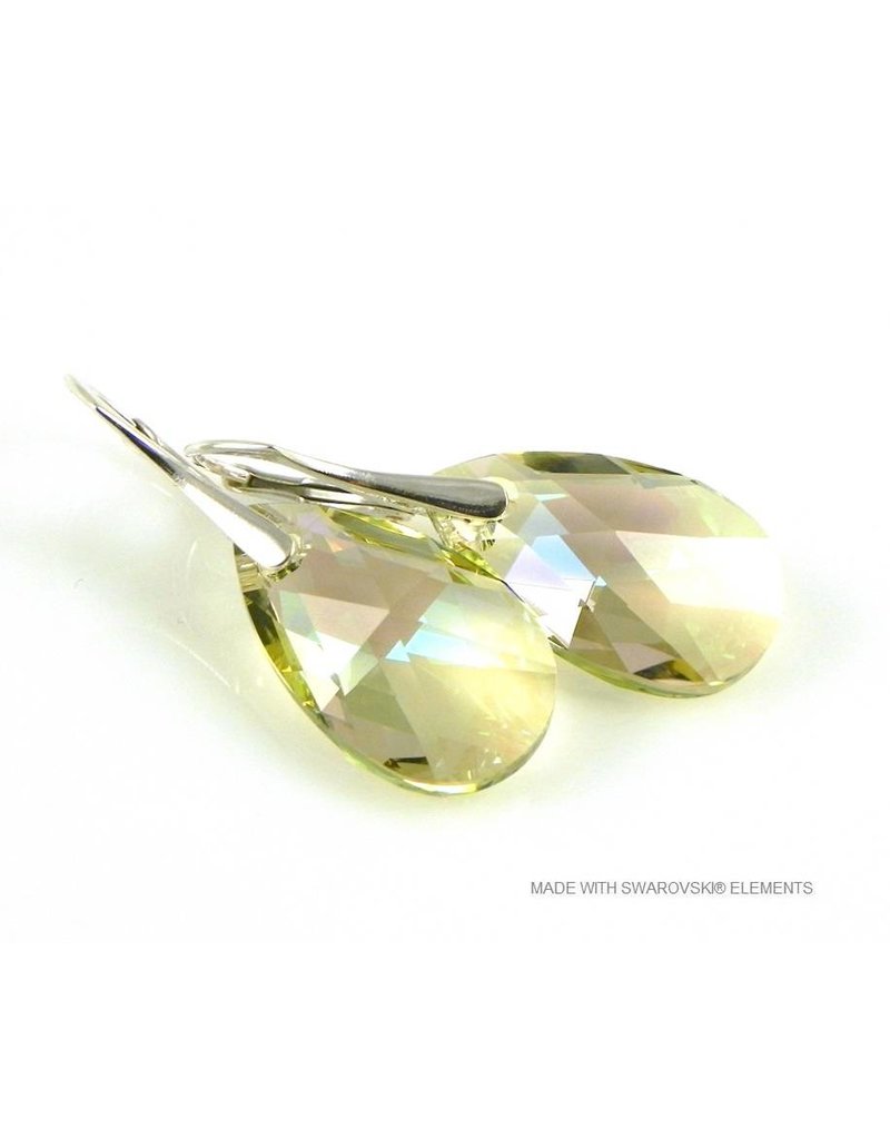 Bijou Gio Design™ Zilveren Oorbellen met Swarovski Elements Pear-Shaped "Luminous Green"