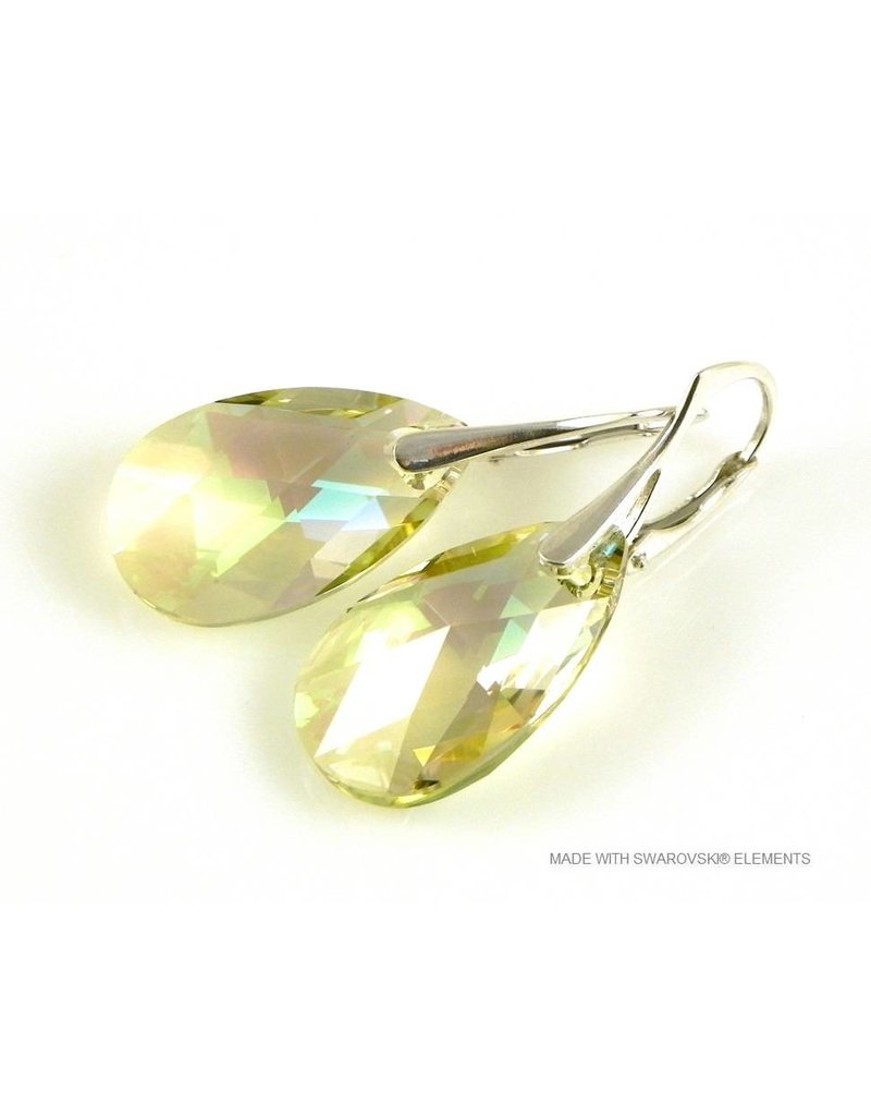 Bijou Gio Design™ Zilveren Oorbellen met Swarovski Elements Pear-Shaped "Luminous Green"