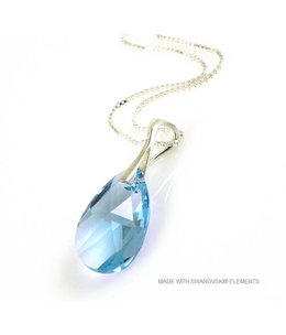 Bijou Gio Design™ Zilveren Ketting met Swarovski Elements Pear-Shaped "Aquamarine"