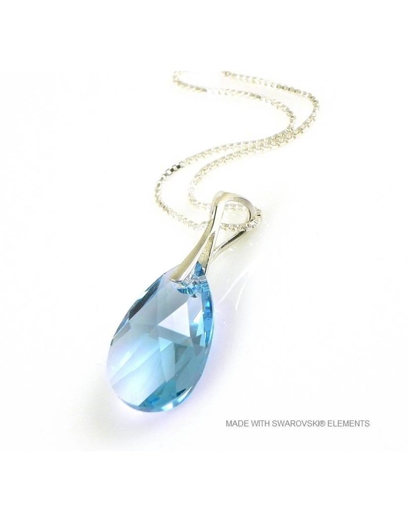 Bijou Gio Design™ Silver Necklace with Swarovski Elements Pear-Shaped "Aquamarine"