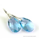 Bijou Gio Design™ Zilveren Oorbellen met Swarovski Elements Pear-Shaped "Aquamarine"