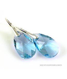 Bijou Gio Design™ Zilveren Oorringen met Swarovski Elements Pear-Shaped "Aquamarine"