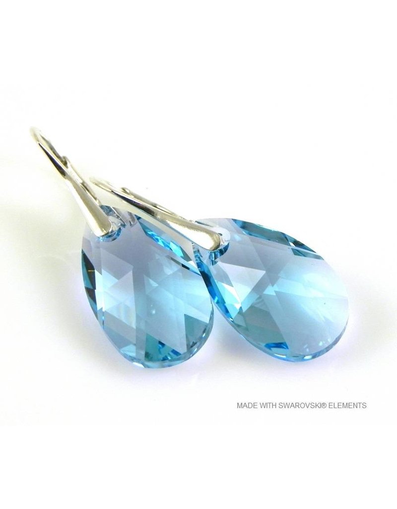 Bijou Gio Design™ Silver Earrings with Swarovski Elements Pear-Shaped "Aquamarine"