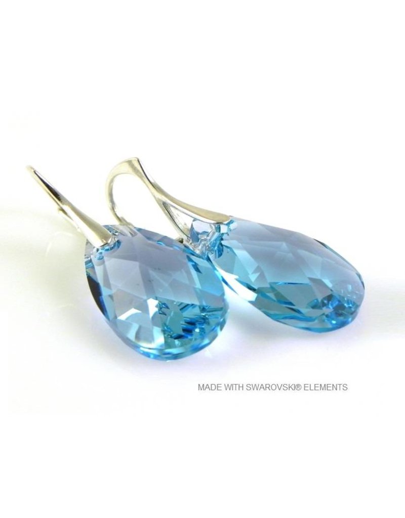 Bijou Gio Design™ Silver Earrings with Swarovski Elements Pear-Shaped "Aquamarine"