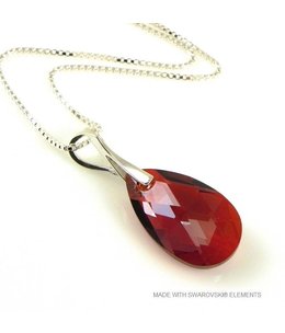 Bijou Gio Design™ Silver Necklace with Swarovski Elements Pear-Shaped "Red Magma"