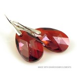 Bijou Gio Design™ Silver Earrings with Swarovski Elements Pear-Shaped "Red Magma"