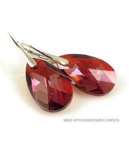Bijou Gio Design™ Zilveren Oorringen met Swarovski Elements Pear-Shaped "Red Magma"