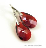 Bijou Gio Design™ Silver Earrings with Swarovski Elements Pear-Shaped "Red Magma"