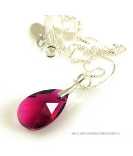 Bijou Gio Design™ Silver Necklace with Swarovski Elements Pear-Shaped "Ruby"