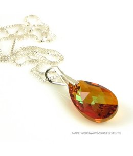 Bijou Gio Design™ Zilveren Ketting met Swarovski Elements Pear-Shaped "Cooper Crystallized"