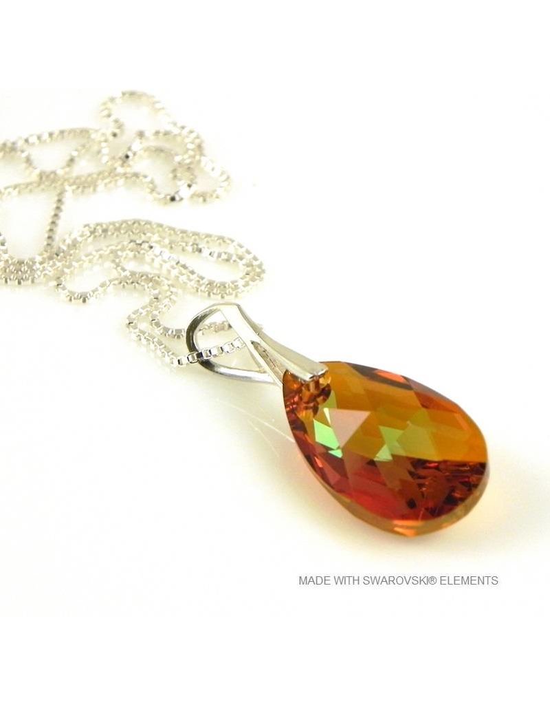 Bijou Gio Design™ Zilveren Ketting met Swarovski Elements Pear-Shaped "Cooper Crystallized"