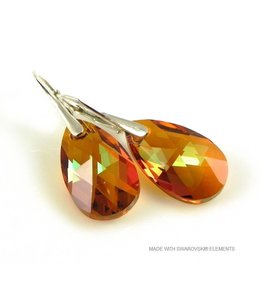 Bijou Gio Design™ Zilveren Oorringen met Swarovski Elements Pear-Shaped "Cooper Crystallized"