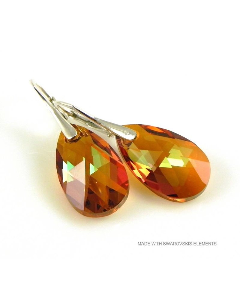 Bijou Gio Design™ Silver Earrings with Swarovski Elements Pear-Shaped "Cooper Crystallized"