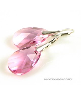 Bijou Gio Design™ Silver Earrings with Swarovski Elements Pear-Shaped "Light Rose"