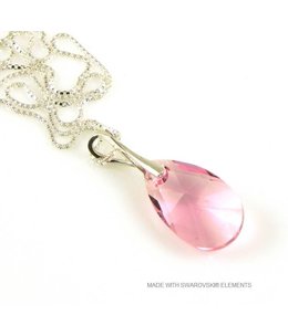 Bijou Gio Design™ Silver Necklace with Swarovski Elements Pear-Shaped "Light Rose"