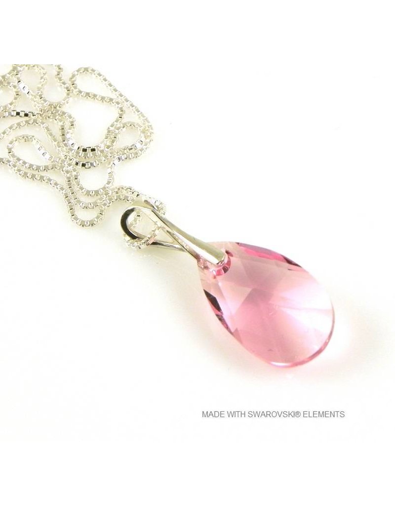 Bijou Gio Design™ Silver Necklace with Swarovski Elements Pear-Shaped "Light Rose"