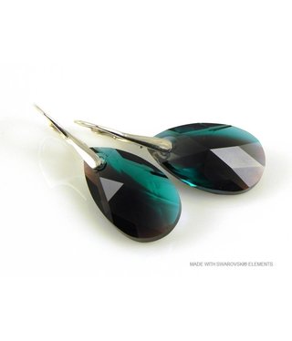 Bijou Gio Design™ Silver Earrings with Swarovski Elements Pear-Shaped "Zircon Burgund Blue"