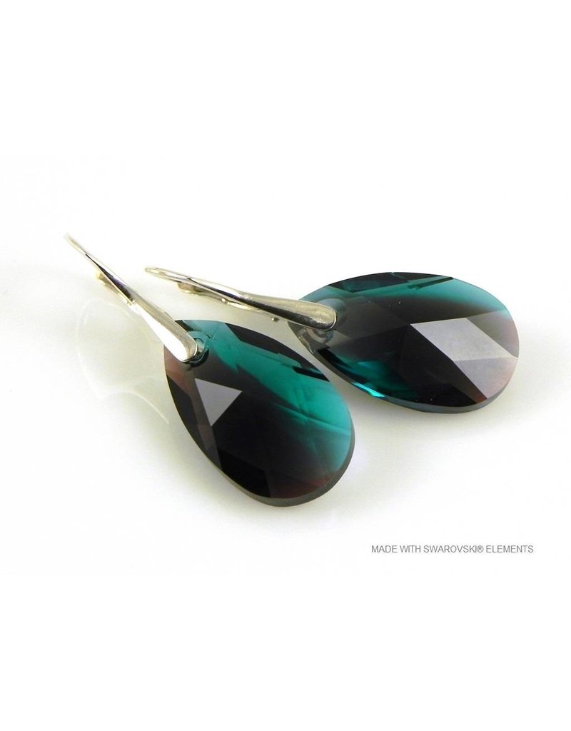 Bijou Gio Design™ Silver Earrings with Swarovski Elements Pear-Shaped "Zircon Burgund Blue"