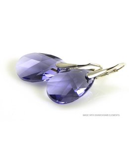 Bijou Gio Design™ Silver Earrings with Swarovski Elements Pear-Shaped "Tanzanite"