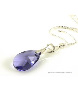 Bijou Gio Design™ Silver Necklace with Swarovski Elements Pear-Shaped "Tanzanite"