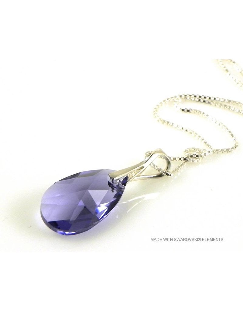 Bijou Gio Design™ Silver Necklace with Swarovski Elements Pear-Shaped "Tanzanite"