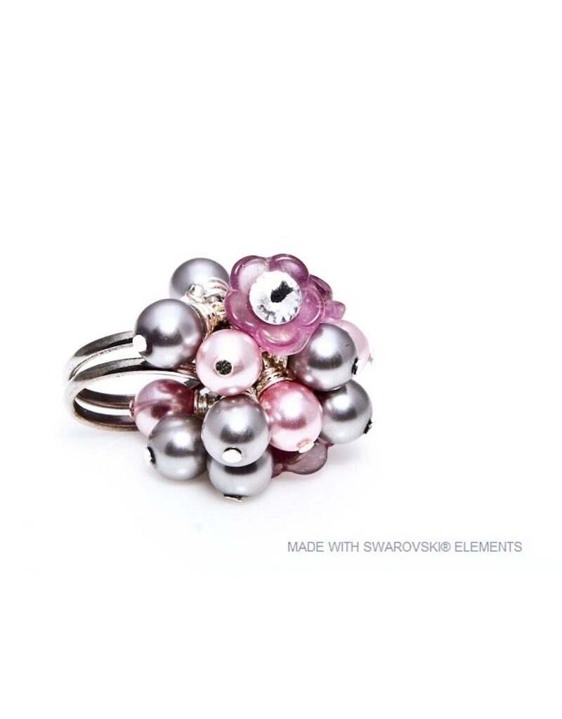 Bijou Gio Design™ Z0910 R03 Ring Bloem Roze-Grijs