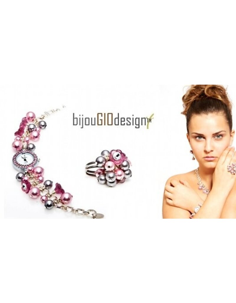 Bijou Gio Design™ Z0910 R03 Ring Bloem Roze-Grijs