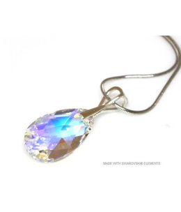 Bijou Gio Design™ Zilveren Ketting met Swarovski Elements Pear-Shaped "Crystal AB"