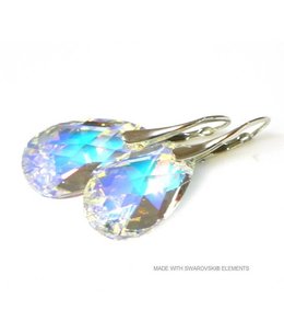 Bijou Gio Design™ Silver Earrings with Swarovski Elements Pear-Shaped "Crystal AB"