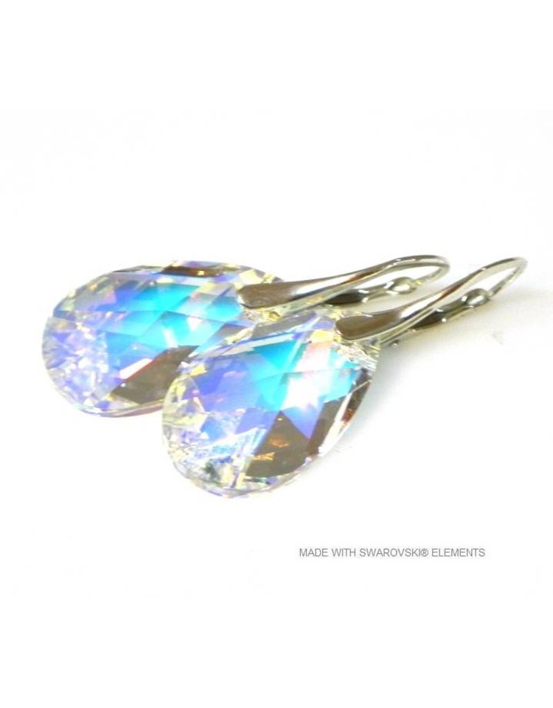 Bijou Gio Design™ Zilveren Oorbellen met Swarovski Elements Pear-Shaped "Crystal AB"