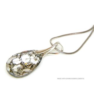 Bijou Gio Design™ Zilveren Ketting met Swarovski Elements Pear-Shaped "Crystal Gold Patina"