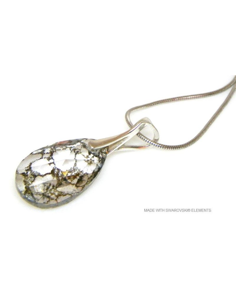 Bijou Gio Design™ Zilveren Ketting met Swarovski Elements Pear-Shaped "Crystal Gold Patina"