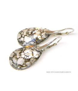 Bijou Gio Design™ Silver Earrings with Swarovski Elements Pear-Shaped "Crystal Gold Patina"