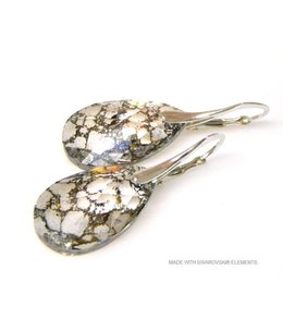 Bijou Gio Design™ Zilveren Oorringen met Swarovski Elements Pear-Shaped "Crystal Gold Patina"