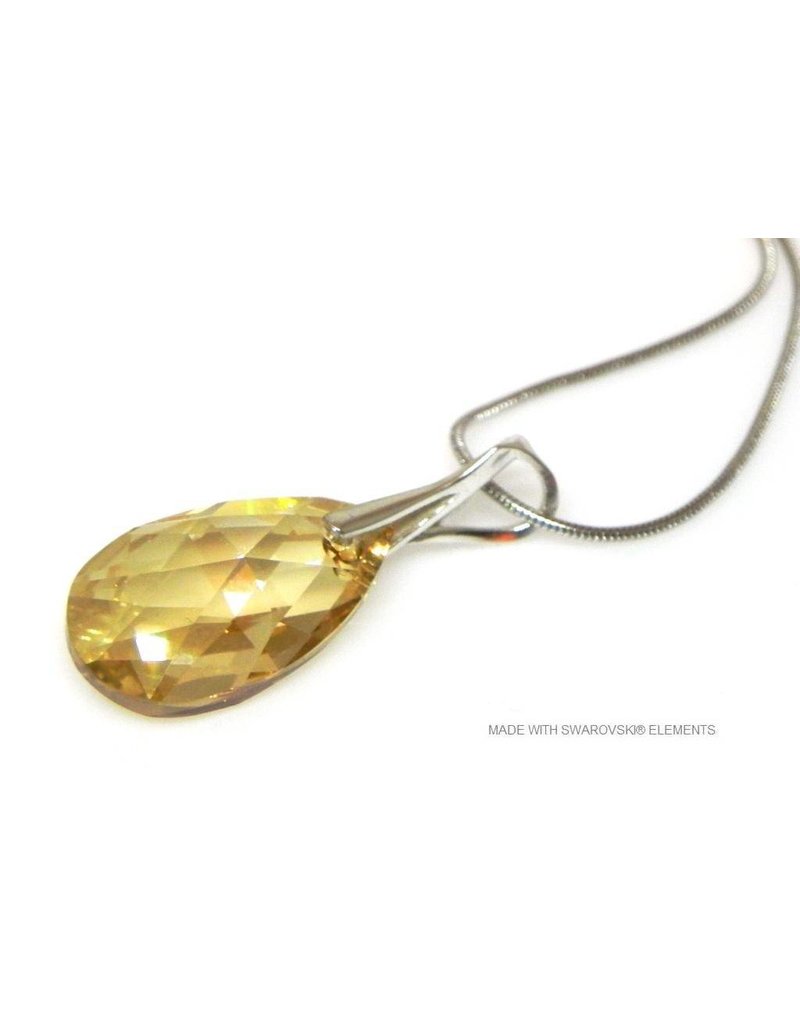 Bijou Gio Design™ Zilveren Ketting met Swarovski Elements Pear-Shaped "Golden Shadow"