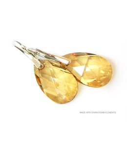 Bijou Gio Design™ Zilveren Oorringen met Swarovski Elements Pear-Shaped "Golden Shadow"